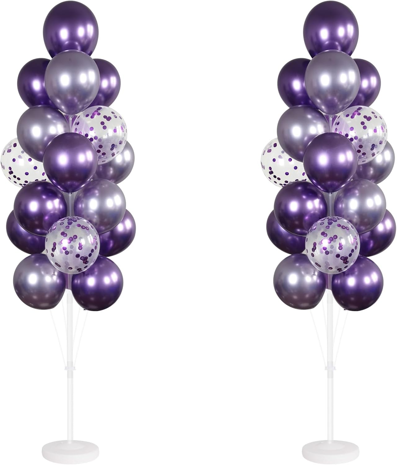 Balloon Column Kit Set of 2 With Balloons Included - with Base, and Pole,Balloon Tower Backdrop Decoration for Wedding, Baby Shower, Birthday Party, or Bachelorette Parties (Metallic purple)