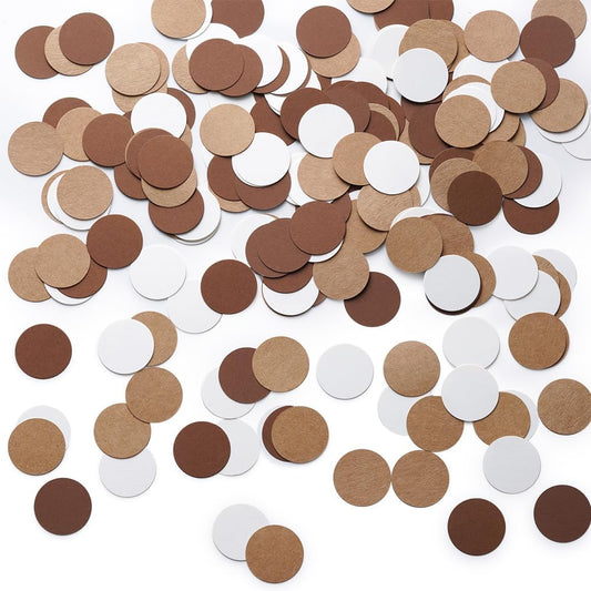 Brown Kraft Tan and Ivory Cream Paper Confetti Table Decoration for Neutral Baby Shower Birthday Retirement Party,1.2 inch in Diameter,200 Counts