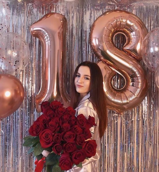 Rose Gold Number 1 Balloon 40 inch, Number 1 Birthday Balloons for Boy Girl, Rose Gold Foil One Balloon for 1st 10 11 12 16 18 Birthday Party, Anniversary Celebration Numbers Decorations