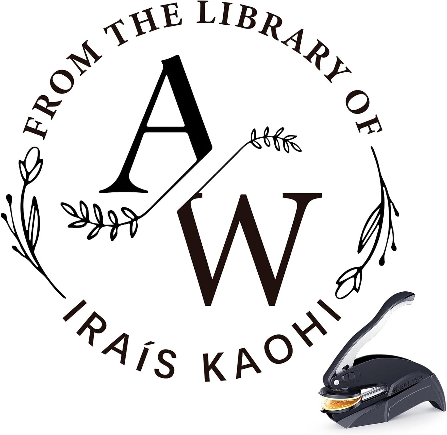 Personalized Book Embosser - Custom Ex Libris Stamp for Bookplates, Library & Home Collections, Embossing Tool Gifts for Book Lovers, Readers (Letter-13)