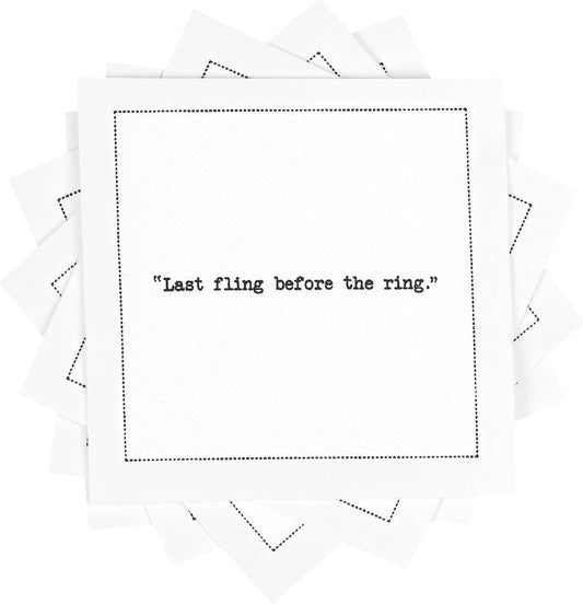 Five Star Napkins Bachelorette Quotes, White Cotton Cocktail Napkins, Beverage Napkins, Bar Napkins, Cloth Napkins, Party Napkins, Events, Holidays, Weddings, Birthdays, Disposable, 4.5" x 4.5"- (50x)