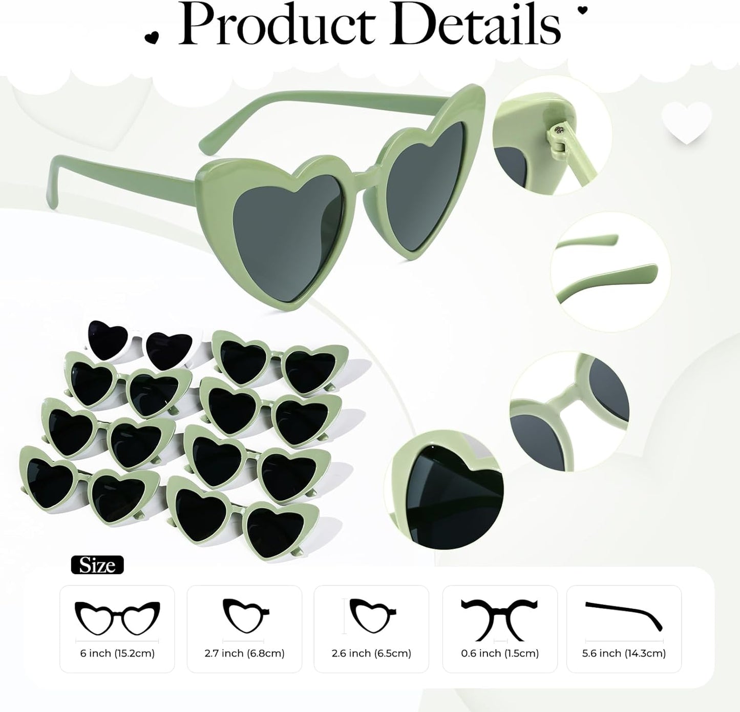YOGFIT Heart Sunglasses for Women Fashion Classic Love Eye Protection Sunglasses Vintage Cute Heart Sunglasses