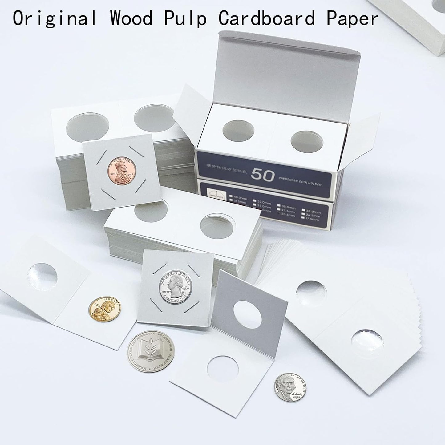 200 PCS Premium Cardboard Coin Flips 2 x 2 inch Coin Collection Supplies for Penny, Mylar Coin Flips Coin Holders for Collectors (Penny Coin Flips)