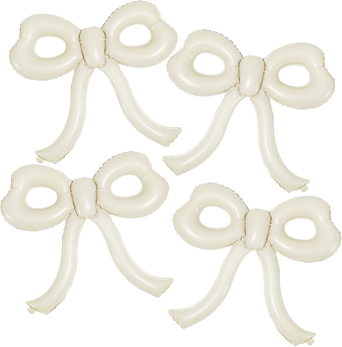 4 Pcs Bow Birthday Decorations Cream Bow Balloons for Girl Women Bow Themed Party Decorations Giant Foil Beige Balloons for Birthday Baby Shower Gender Reveal Wedding Decor Party Supplies