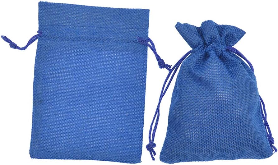 20pcs Burlap Bags with Drawstring 5x7 inch, Royal Blue Gift Bags Bulk Jewelry Pouches Sacks for Wedding Favors, Party, Christmas