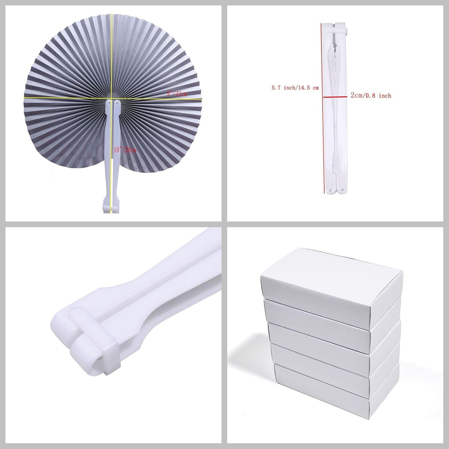 12 Packs Decorative Paper Folding Hand Fans Handheld,Silver Round Foldable Wedding Fans Chinese and Japanese Fans Bulk for Bridal Guest Church Party Favors Dancing Birthday DIY