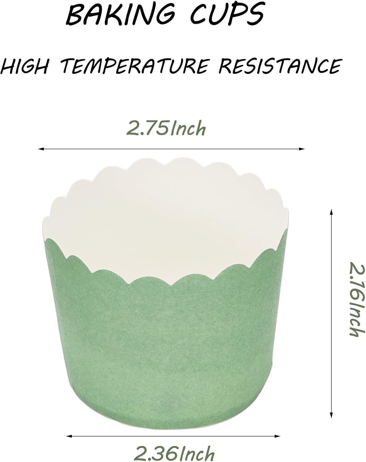 Whaline 120Pcs Sage Green Paper Baking Cups Scalloped Edge Cupcake Wrappers Gradient Green Cupcake Muffin Cases for Wedding Birthday Baby Shower, 3 Colors