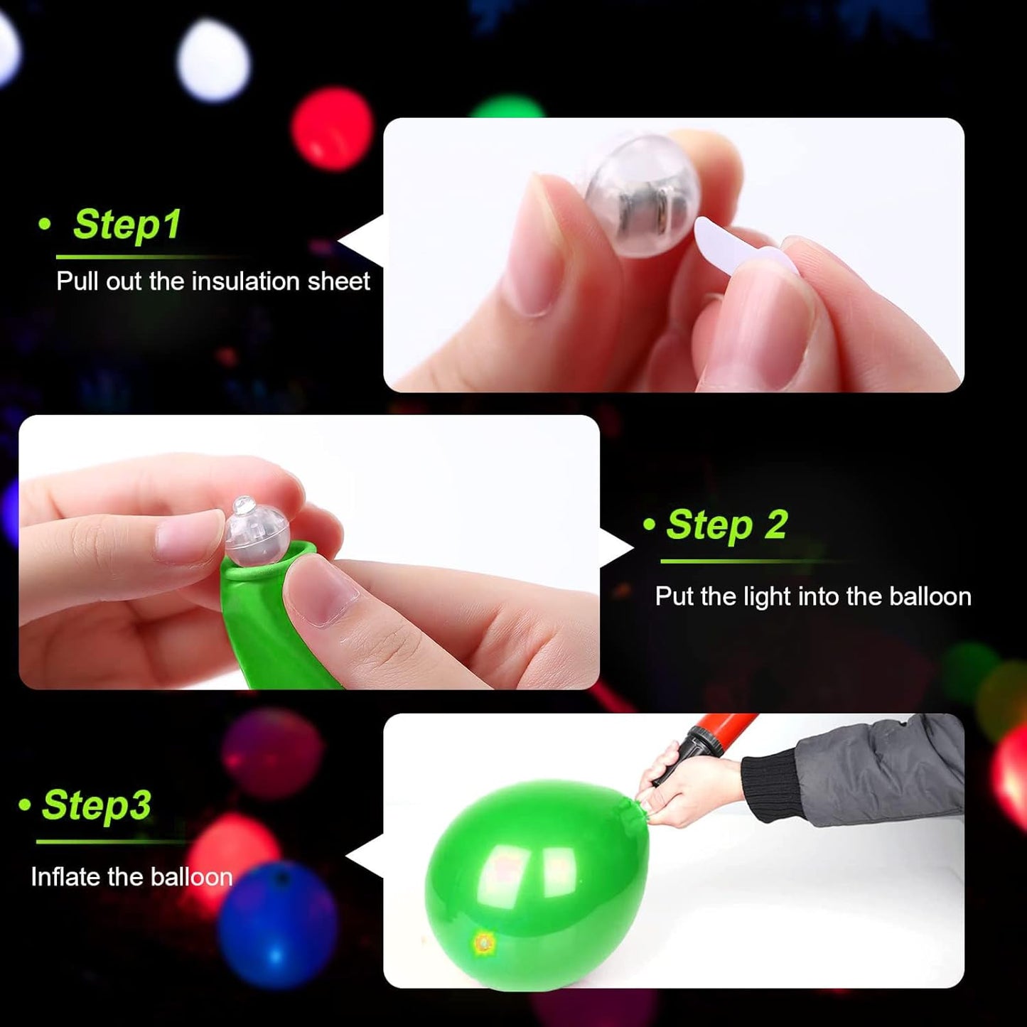 200pcs LED Green Balloon Lights, Round LED Mini Lights for Paper Lantern Balloon Birthday Party Event Indoor Outdoor Wedding Decoration Halloween Christmas Supplies