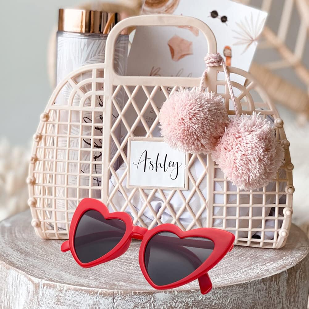 Bachelorette Party Favor Sunglasses 6 Pack,Retro Cat Eye Heart Sunglasses for Women,Bridesmaid Proposal Gifts