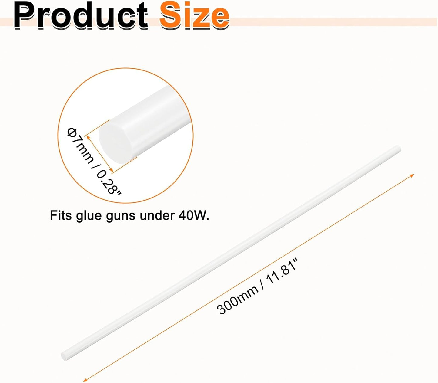 HARFINGTON 10pcs Hot Glue Sticks 0.28" Dia x 11.81" Long EVA Mini Hot Melt Adhesive Glue Stick for Hot Melt Gun Wood Plastic Glass Flowers Fabrics Foam, White