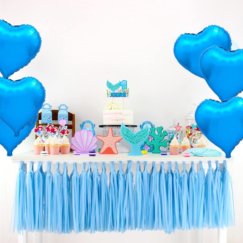 BEISHIDA 30pcs 18inch Blue Heart Foil Balloons for Birthday, Wedding, Engagement Parties