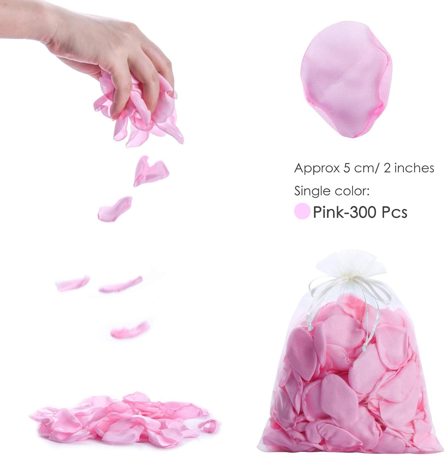 300pcs Silk Rose Petals Pink Artificial Flower Petals for Wedding Flower Girl Basket Table Centerpieces Party Favor Romantic Night Decoration -Pink