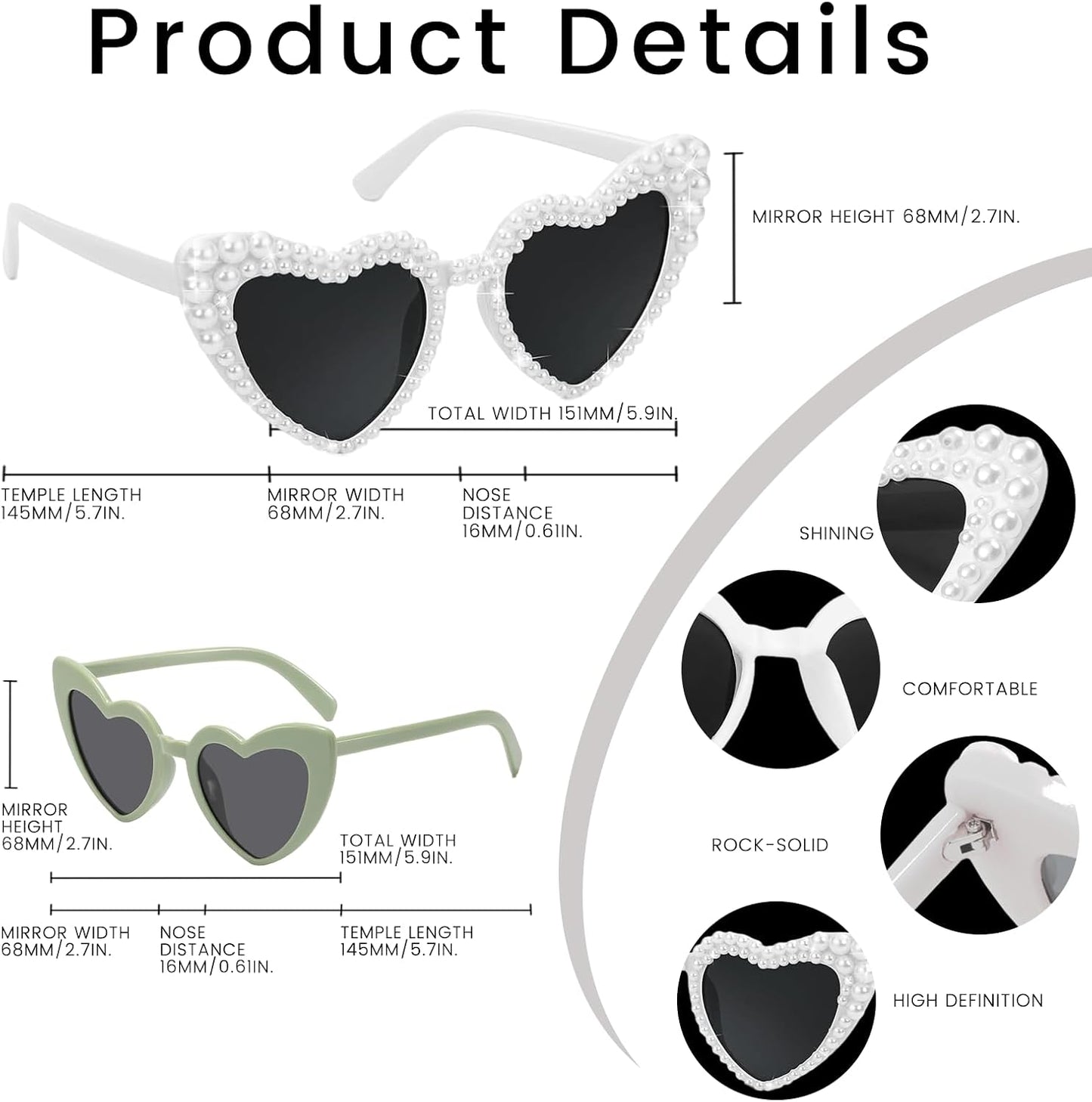 Bachelorette Party Heart Sunglasses 8 Pack Pearl Bride Sunglasses Bridesmaids Sunglasses Party Favor Proposal Gifts