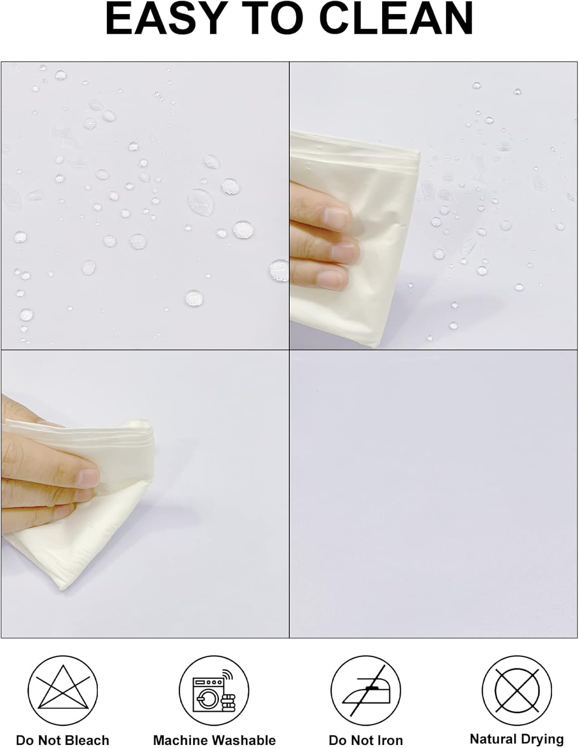 Fokitut 6 Pack Waterproof Round Tablecloth, 132 Inch, Stain Resistant and Wrinkle Polyester Table Cloth, Fabric Table Cover for Kitchen Dining, Wedding, Party, Holiday Dinner-White