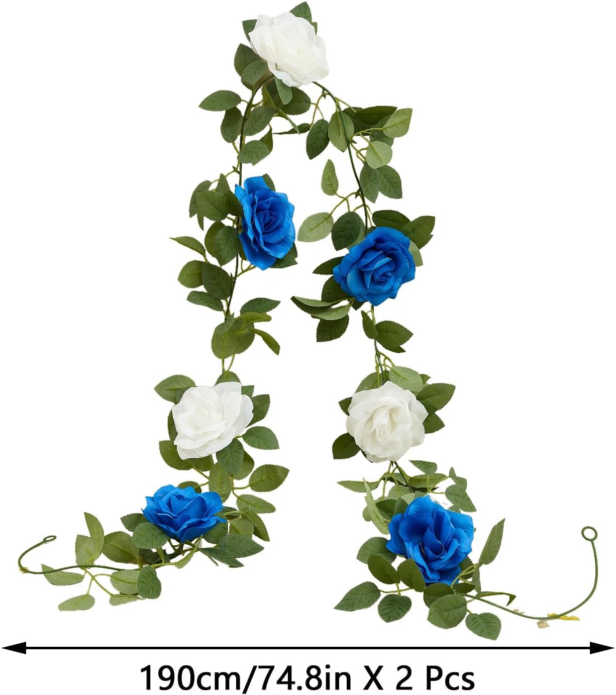 Royal Blue Artificial Rose Garlands Rose Vines Leaves Banners Hanging Floral Garland Fake Rose Flower Vine Wall Decorations