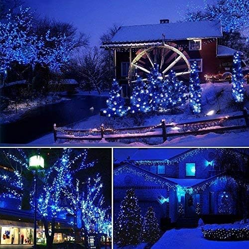 Toodour Solar Christmas Lights Outdoor, 2 Packs Total 144ft 400 LED Solar String Lights with 8 Mode, Outdoor Christmas String Light for Garden, Patio, Fence, Balcony, Xmas Tree Decor - Blue