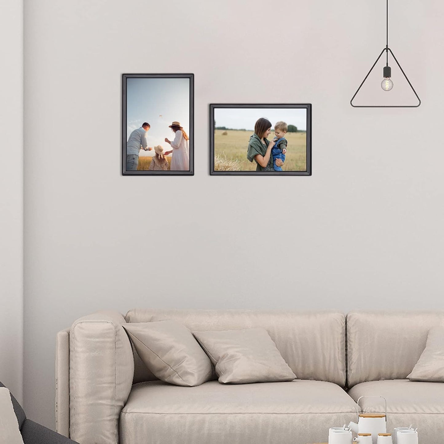 5x7 Picture Frame set of 2, Matte Black Modern Thin Aluminum Metal Photo Frames with HD Real Glass, Display for Tabletop and Wall Collage, 2 Pack