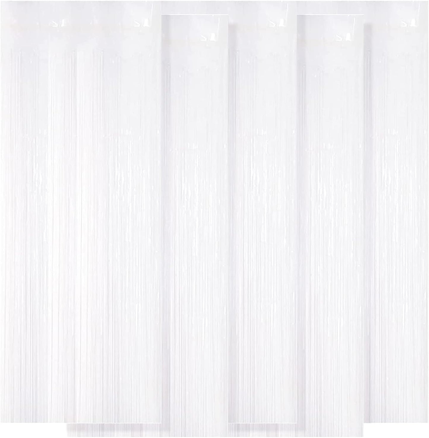 5 Pack White Fringe Foil Curtain 3.2ft x 8.2ft Tinsel Backdrop Streamers for Birthday Party Decoration Wedding Christmas