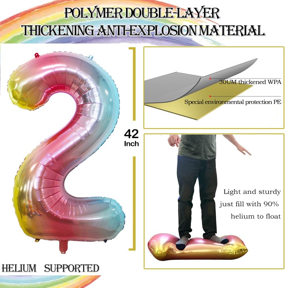 GOER Number 12 Balloons for 12th Birthday Sweet 12 Party Decorations,42 Inch Jumbo Foil Helium 21 Balloons for 21st Birthday Party Decoration (Rainbow)