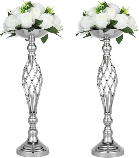 LoveCat Wedding Centerpieces for Reception Tables, Twist Candleholder Stands Ornaments, Metal Centerpieces Wedding T-Stage Road-Leading Scene Decor Home Flower Arrangement Ornaments