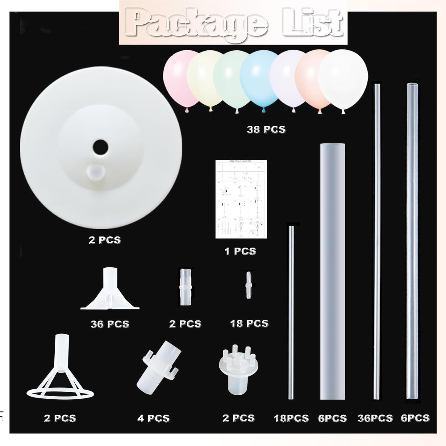 Balloon Column Kit Set of 2 With Balloons Included - Balloon Stand with Base, and Pole,Balloon Tower Backdrop Decoration for Wedding, Baby Shower,Graduation,Birthday Party,Bachelorette