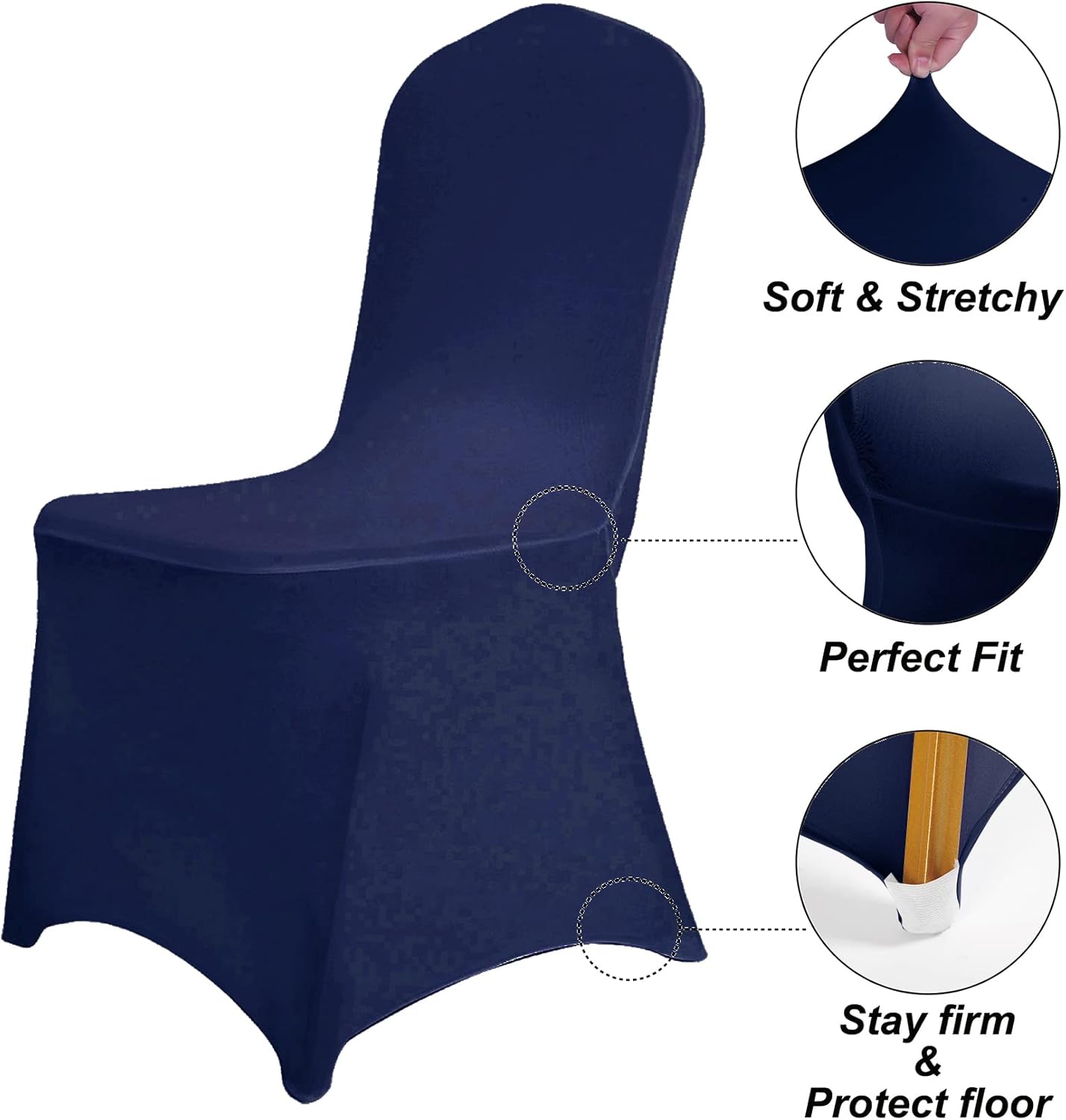 SUPERO Waterproof Spandex Chair Cover 25PCS, Stretch Dining Chair Covers, Polyester Outdoor Chair Covers, Protector Stretch Chair Cover for Party Universal, Banquet, Wedding Event, Hotel(Navy)