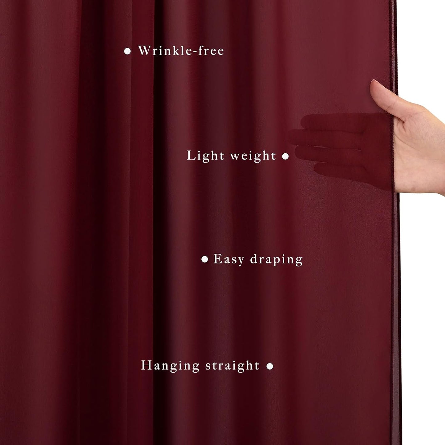 20Ft Length x 28" Width Wedding Arch Draping Fabric 4 Panels Burgundy Arch Drapes Chiffon Fabric Sheer Curtains Backdrop for Party Decorations Wedding Ceremony Bridal Ceiling Stage Reception Decor