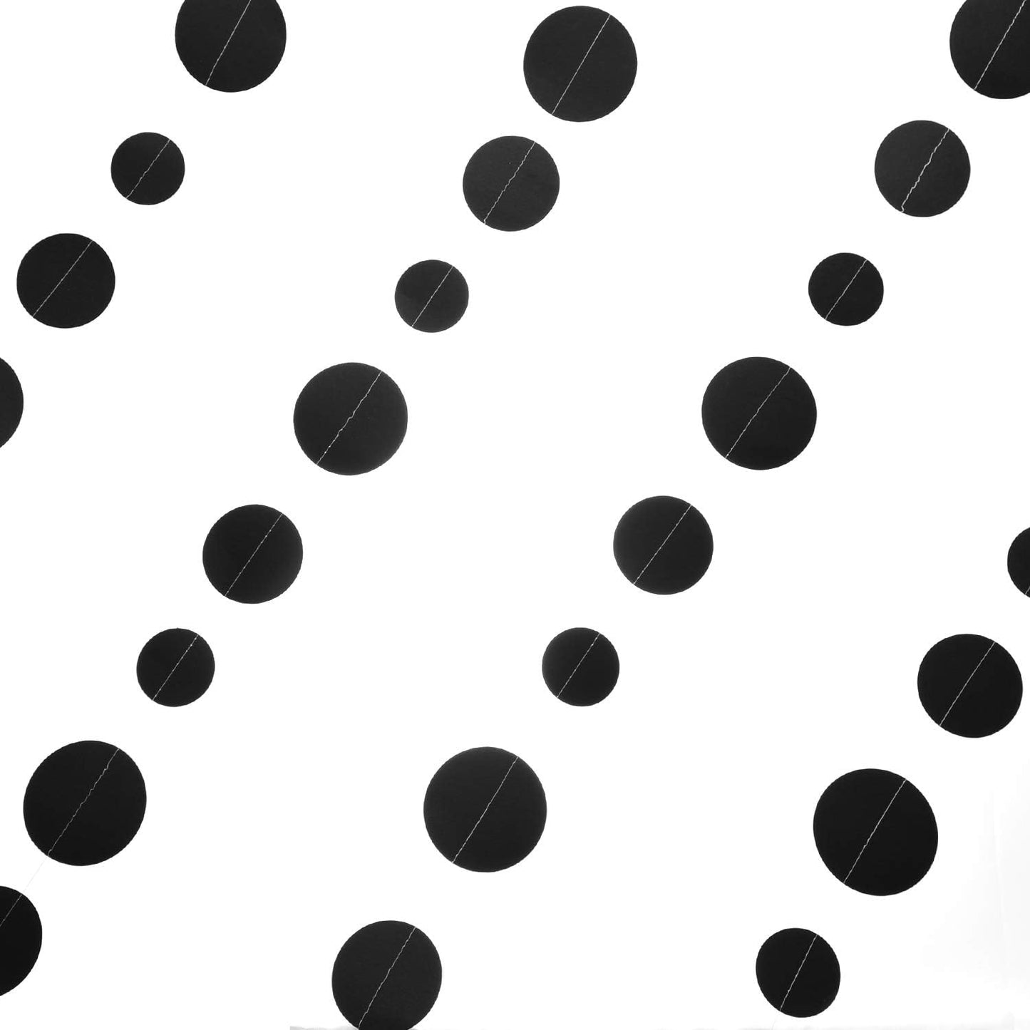 Black Paper Garland Circle Dot Party Banner Wall Streamers Backdrop Ceiling Hanging Decorations, 20 Feet in Total