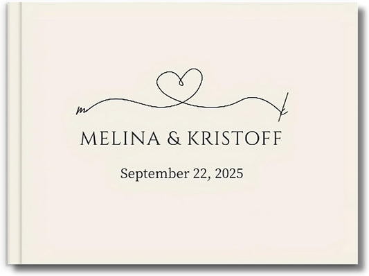 Wedding Guest Book – Personalized Polaroid Guest Book for Wedding Reception, Custom Sign In Photo Book with Blank Pages, Elegant Keepsake for Guests (Linen Cream)