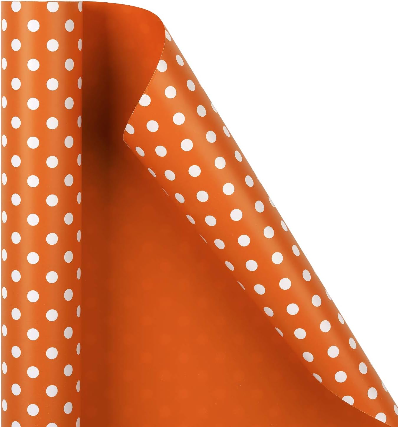 WRAPAHOLIC Reversible Wrapping Paper - Mini Roll - 17 Inch X 33 Feet - Orange and Polka Dot Design for Birthday, Holiday, Wedding, Baby Shower