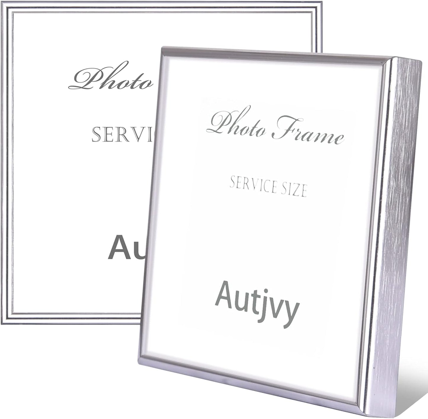 6x6 Picture Frame Set of 2, Silver Modern Simple Thin Aluminum Metal Square Photo Frames with HD Glass, Display for Tabletop and Wall, 2 Pack