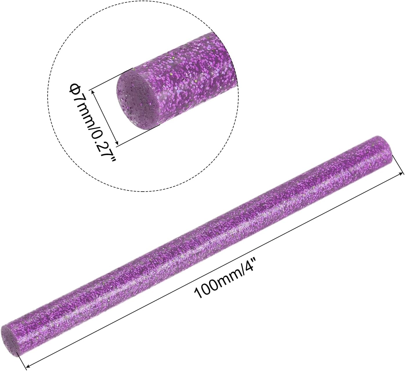 uxcell 20pcs Hot Glue Sticks for Glue Gun 7mm/0.27-inch x 4-inch Mini Hot Melt Adhesive Glue Stick Glitter Purple