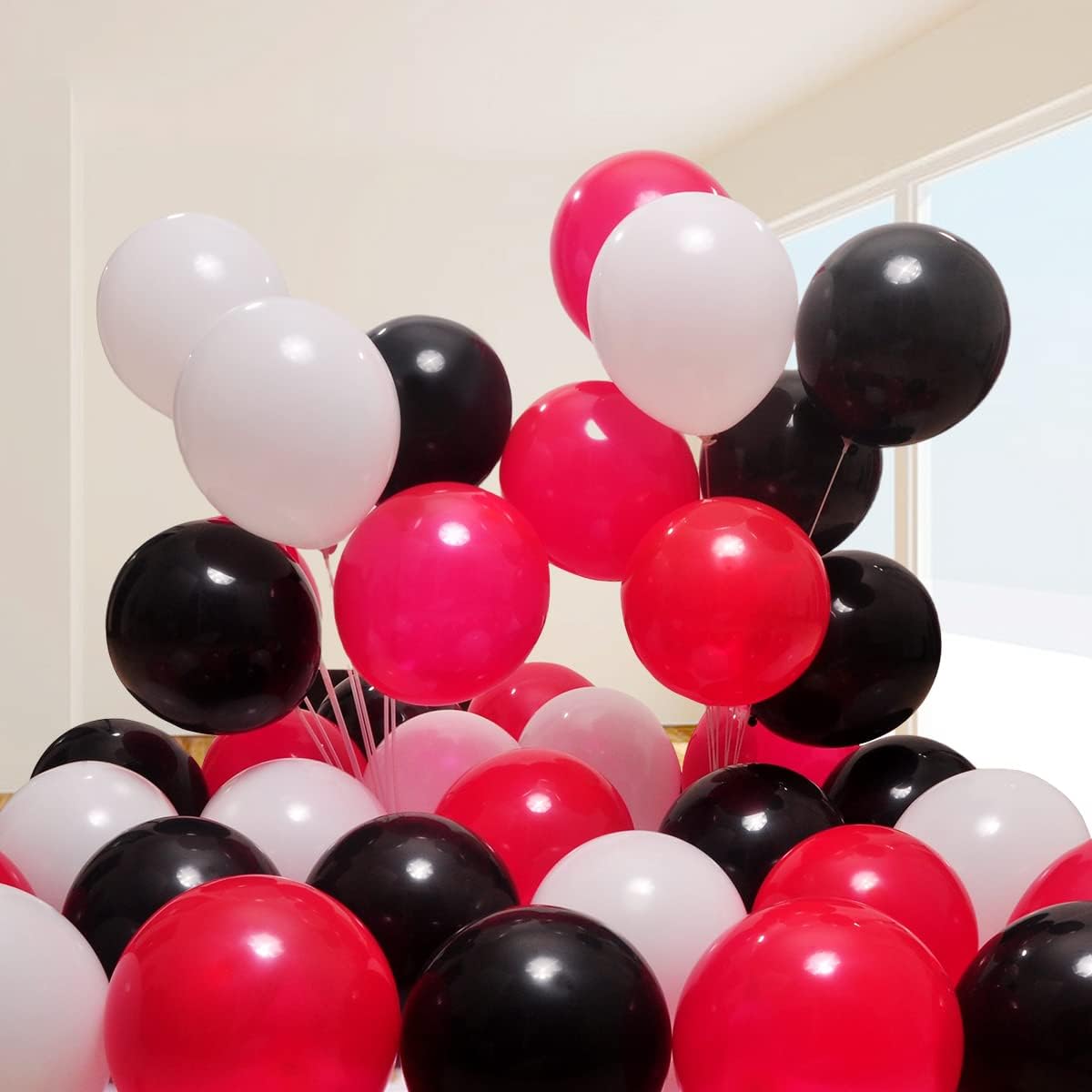 300 Pack Red Black White Balloons 100 of each of the 3 colors 12 inch Red White Black Latex Party Balloon Bulk for Various Party Events Decorations