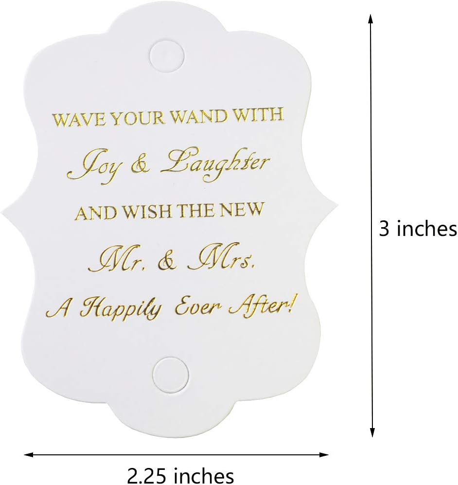 Kingsnow 100 Pack Wedding Ribbon Wand Favor Tags, Ribbon Wands Send Off Tag Exit Wand Tags for Wedding Wands