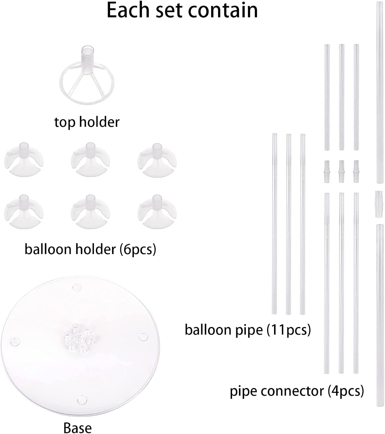 4 Sets of Table Balloon Stand Kit, 1 Roll of Glue and 5 Flower Clips for Birthday, Celebration and Party Decorations