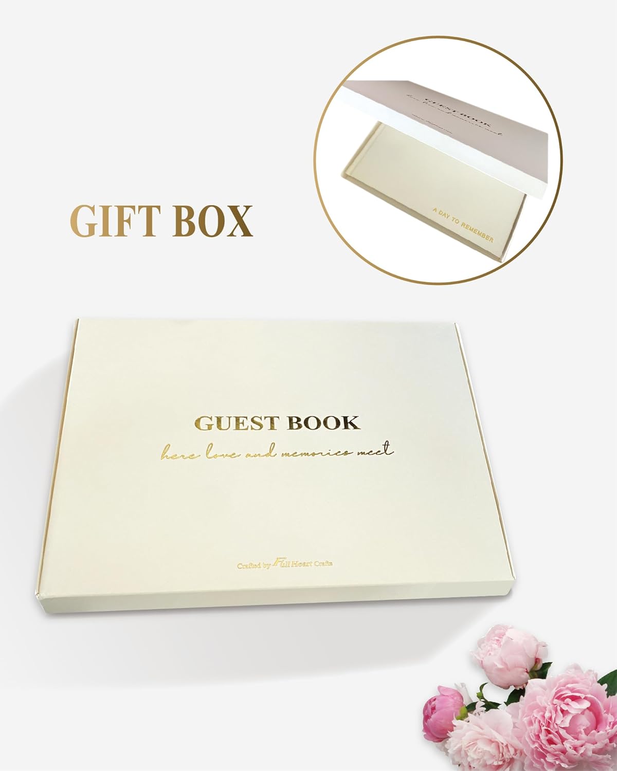 Elegant Linen Wedding Guset Book - Polaroid Guest Book for Wedding Reception,Baby Shower,Bridal Shower and Special Events - 100 Blank Pages for Sign in and Photos (B-Cream)