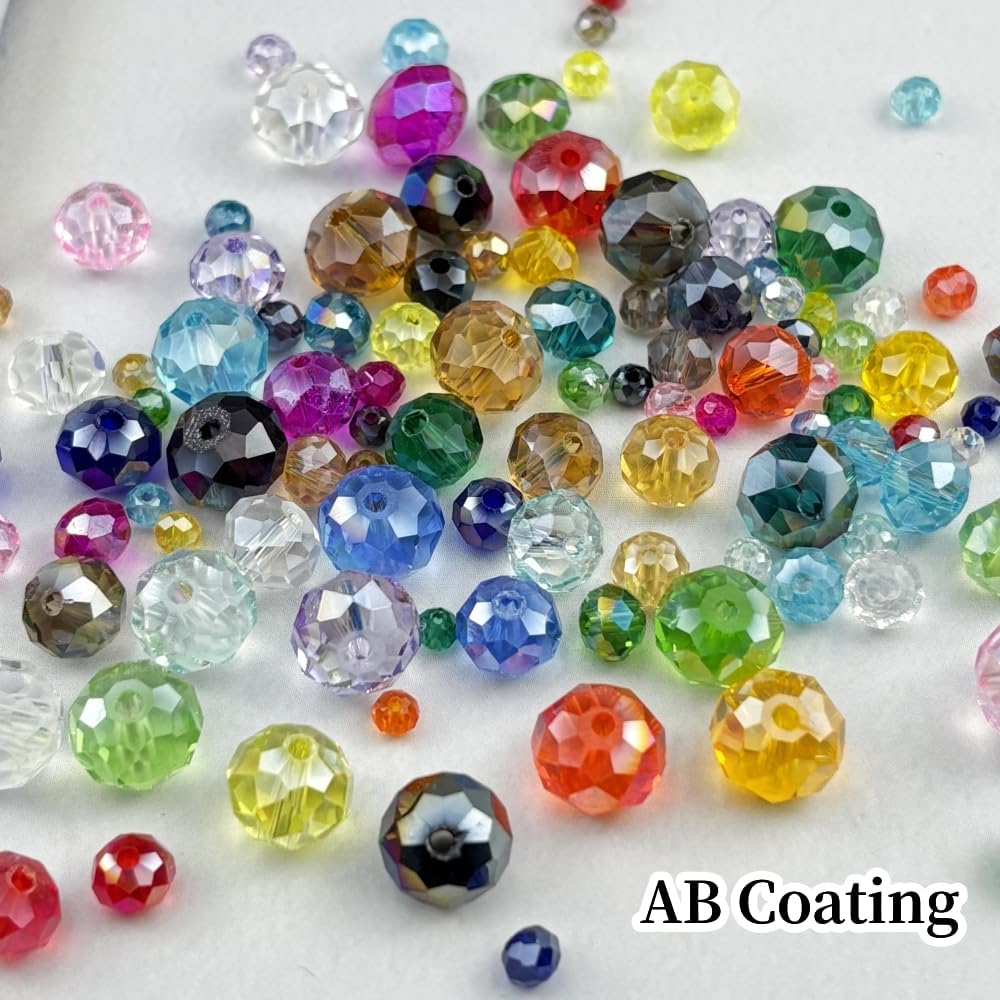 100pcs 8mm Crystal Glass Beads for Crafts Faceted Rondelle Glass Beads for Jewelry Making Crystal Spacer Beads for Necklaces Bracelets Earrings DIY Craft(Gray AB)