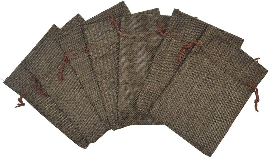 20Pcs Burlap Bags with Drawstring, Burlap Gift Bag Linen Jewelry Pouches for Christmas Wedding Favor, Party, DIY Crafts (Coffee, 5.9 x 7.5 Inch)