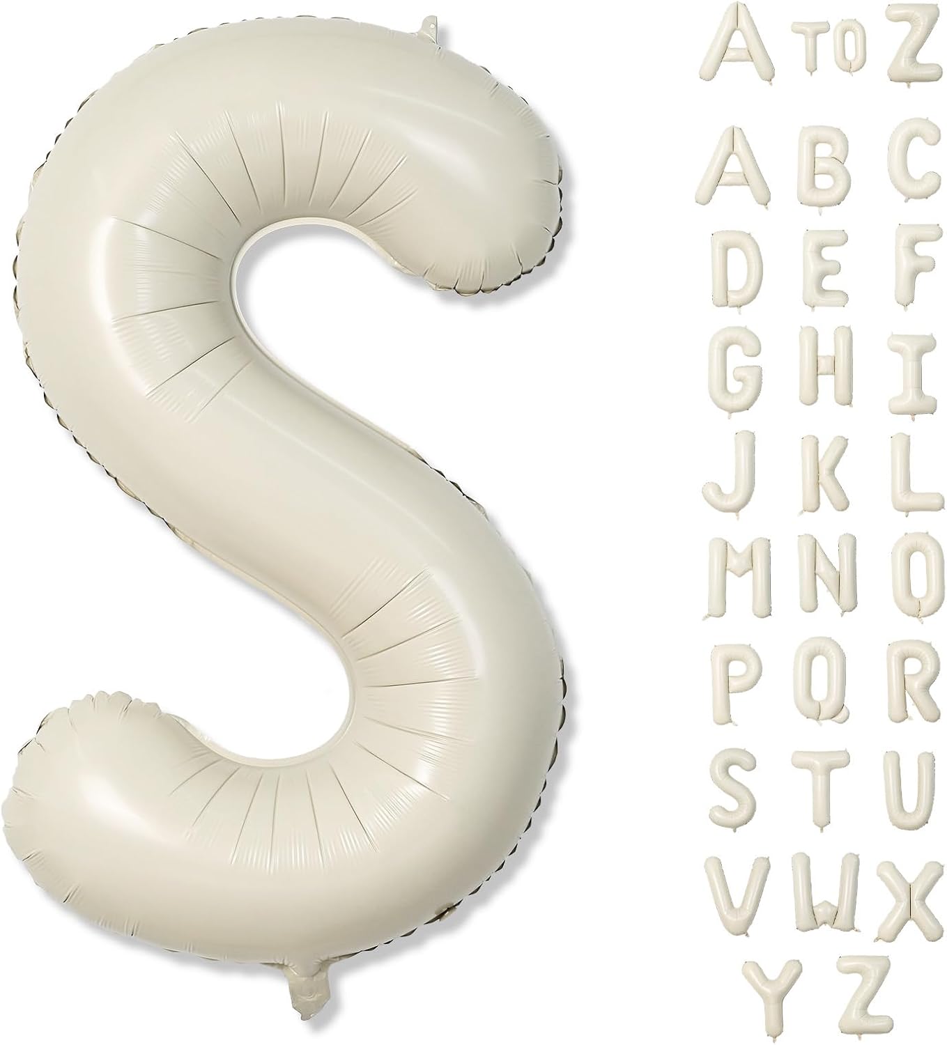 Giant Alphabet S Foil Balloons, Nude Cream White Custom Mylar Letters Balloon Birthday Decor, 40 Inch Helium Self Inflating Beige S Name Balloons Letter for Girls Baby Shower Party Decoration Supplies