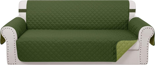 Reversible Sofa Covers Couch Cover Furniture Protector for Dogs Elastic Straps Water Resistant(Sofa,Huntergreen/Sage)