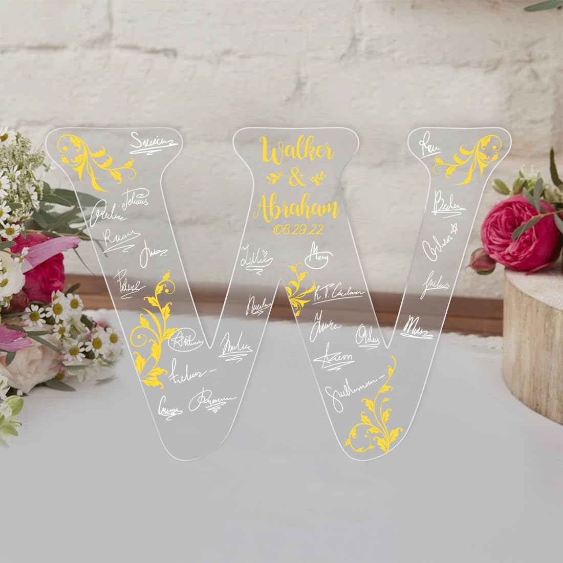 Personalized Wedding Guest Book Sign Custom Letter Name Date Rustic Wedding Guest Book Alternative Unique Guest Book for Wedding Anniversary Decor (Style 3)