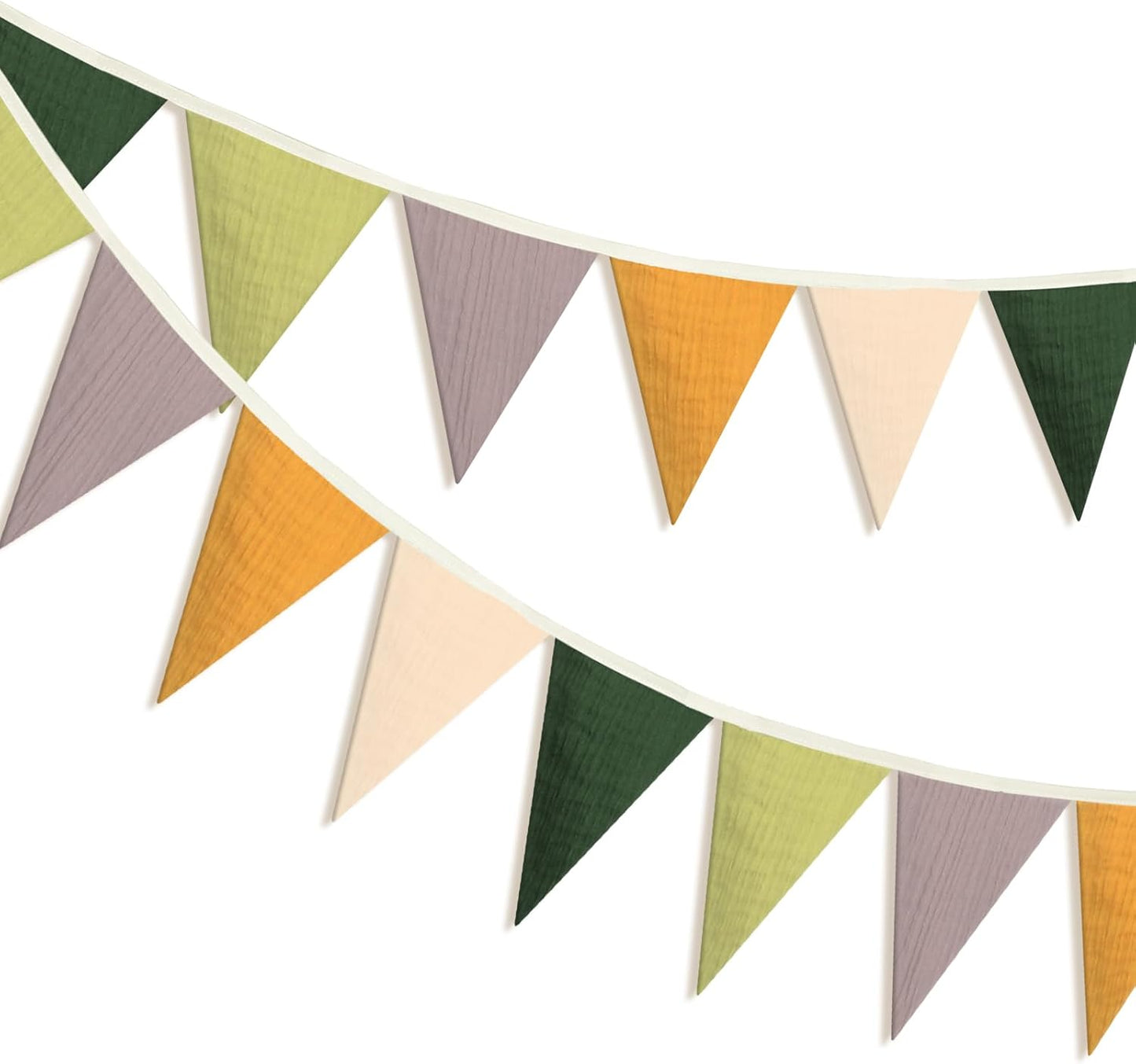 Oudain 15.5 ft Pennant Banner Flags, 2 Pcs Nursery Garland Triangle Bunting Flag Baby Banner for Nursery Decor Baby Birthday Boho Wedding Shower Party Event, Each 7.75 ft(Green Color)