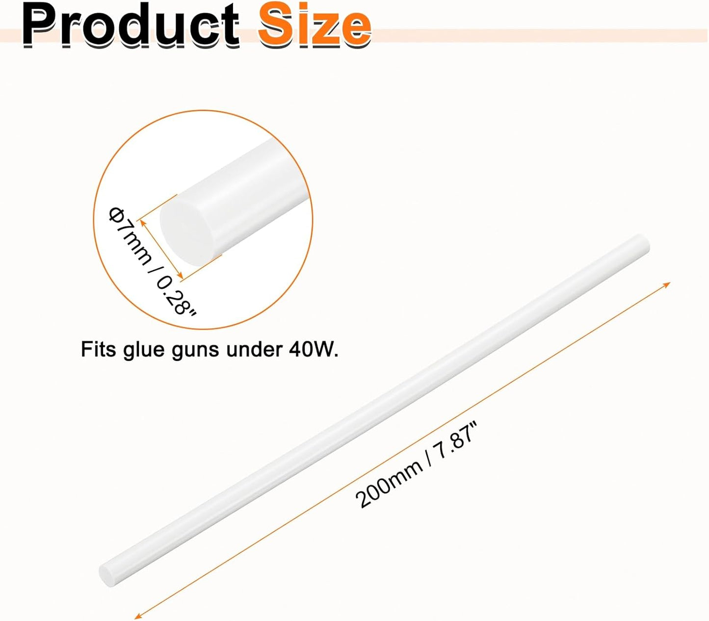 HARFINGTON 10pcs Hot Glue Sticks 0.28" Dia x 7.87" Long EVA Mini Hot Melt Adhesive Glue Stick for Hot Melt Gun Wood Plastic Glass Flowers Fabrics Foam, White