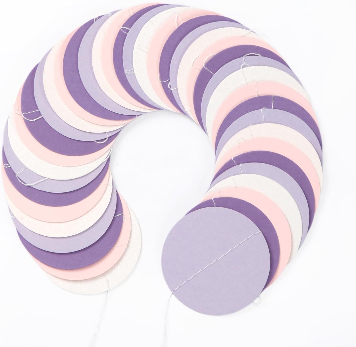 Purple-Pink White Party-Decorations Paper Garland - 52ft Lavender Birthday Streamers Banner, Lilac Baby Bridal Shower Wedding Bachelorette Hanging Supplies Decor Hugfond