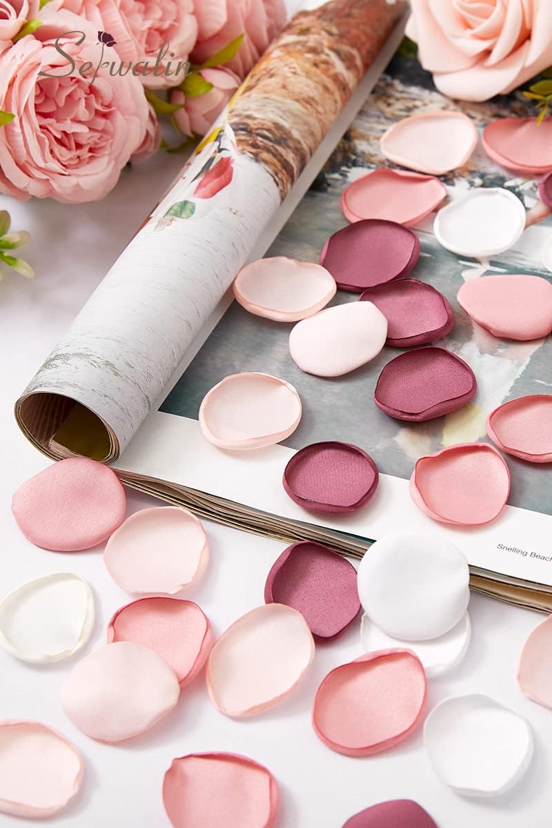 Serwalin 500Pcs Silk Pink Rose Petals Flower Petals for Weddings Proposal Peach Pink Petals for Flower Girl Basket Wedding Aisle Table Runner Bridal Shower Party Table Decor (5 Color Mixes)