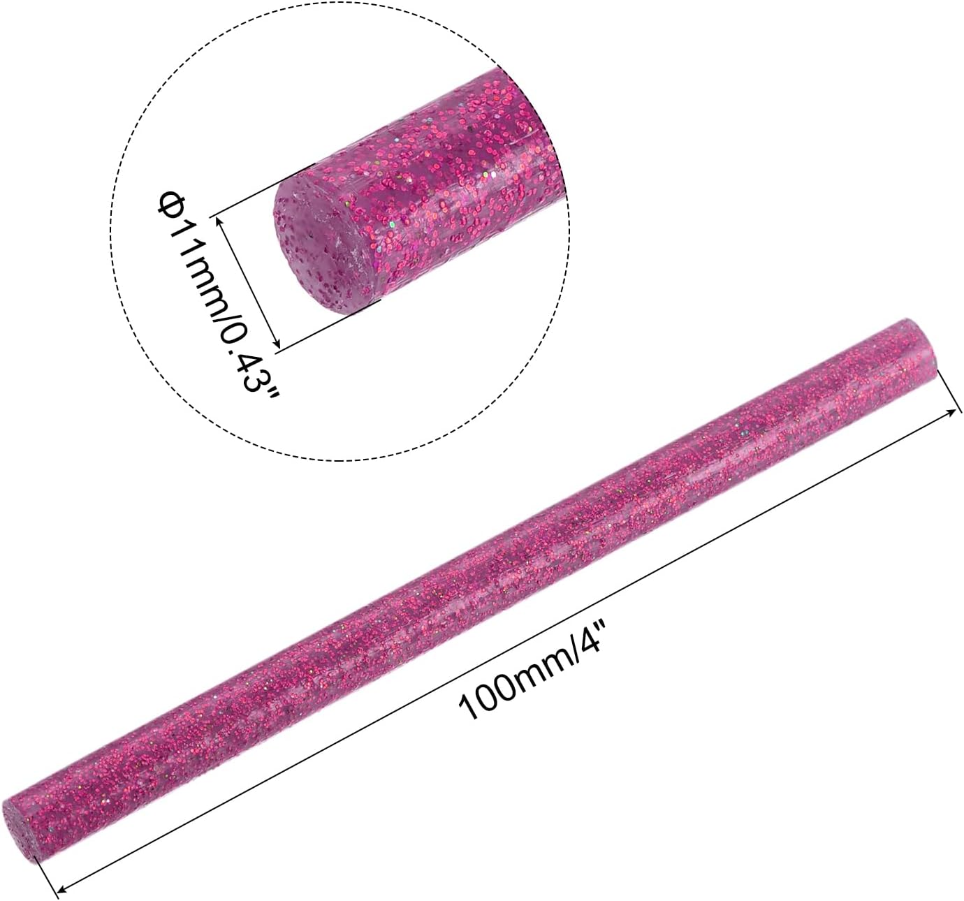 uxcell 20pcs Hot Glue Sticks for Glue Gun 11mm/0.43-inch x 4-inch Mini Hot Melt Adhesive Glue Stick Glitter Rose Red