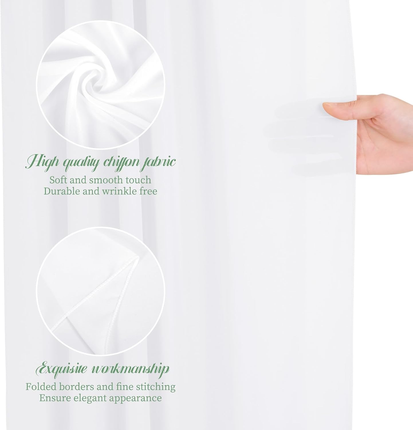 Wedding Arch Draping Fabric, 8 Panels 28" x 20ft White Sheer Chiffon Curtain Drapes for Wedding Drapes Sheer Backdrop Curtains