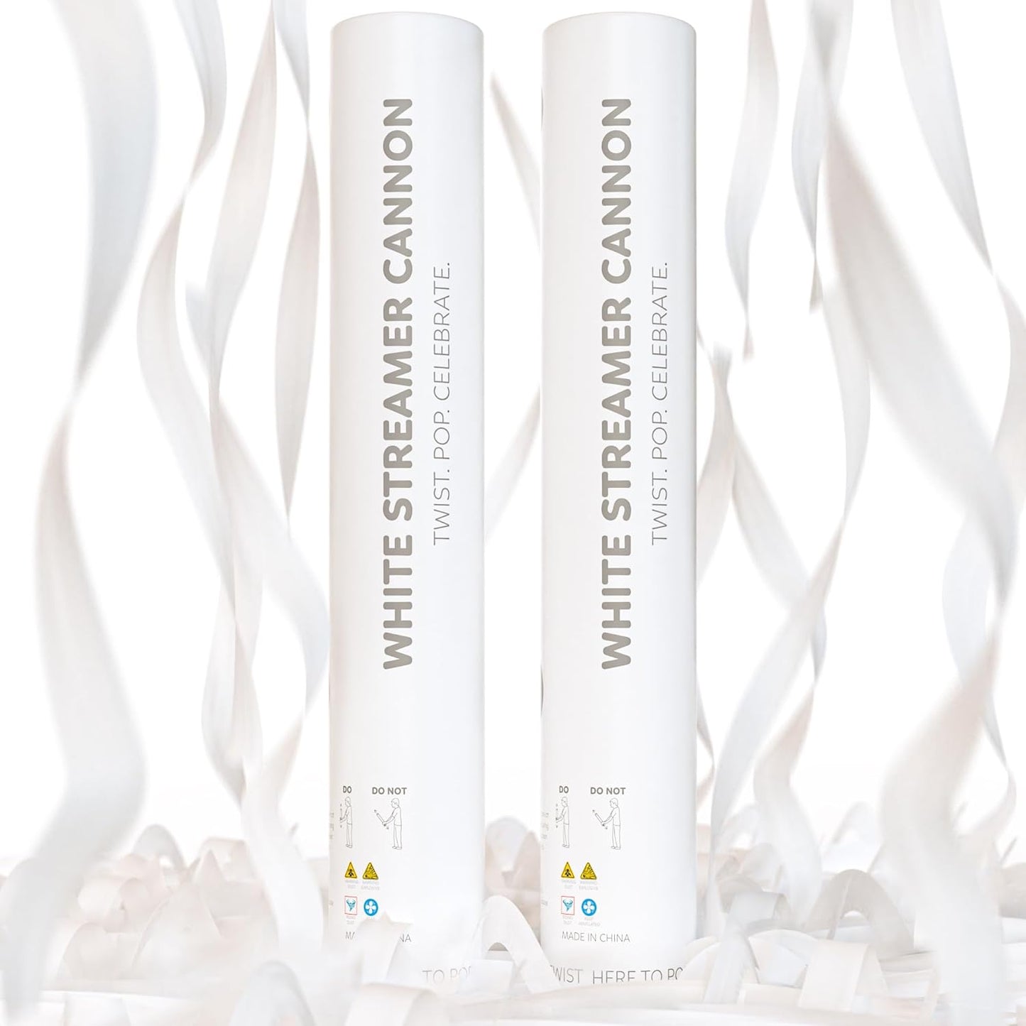 2 Pack Steamer Cannon Confetti Poppers | Biodegradable White Streamers | TUR Party Supplies | Launches Up to 25ft | Giant (12 in) | Party Poppers for Graduation, Birthdays, Weddings, and Memorial Day