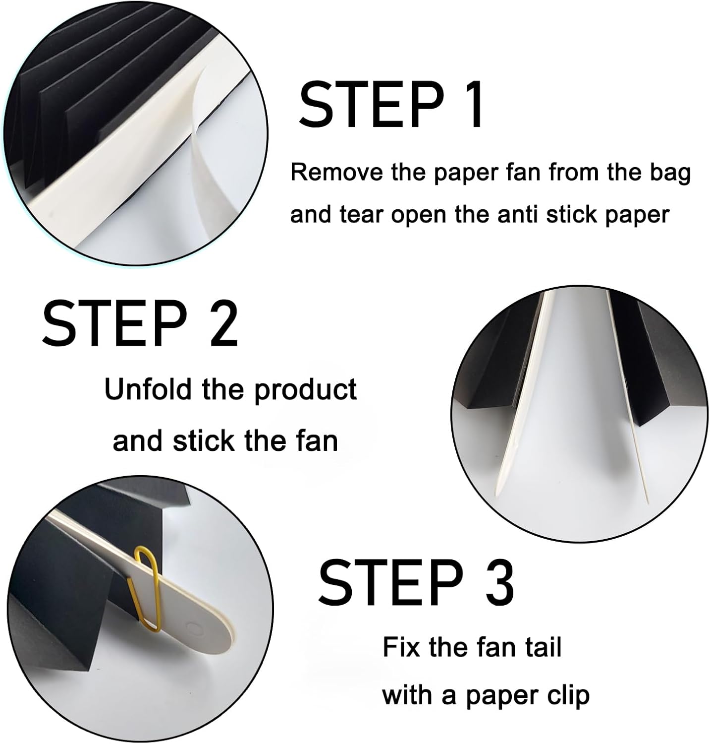 Black Party Decorations,Halloween Decor Events Accessories,Black Birthday Decorations,Anniversary Decorations for Party,Birthday Decorations for Men 16in Hanging Paper Fans 30 Color DIY Set(Black)