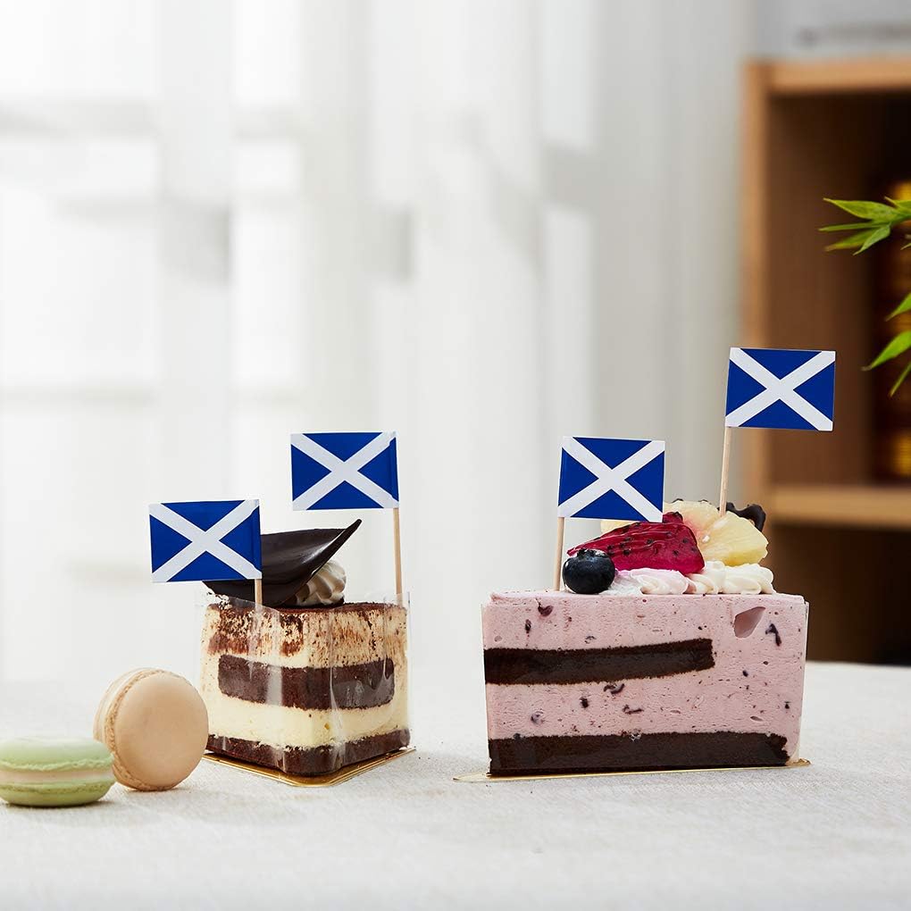 Scotland Flag Scottish Flag, Small Mini Scotland Toothpick Flags for Food, Cupcakes, Cocktails, Appetizers, Bar Party Decorations